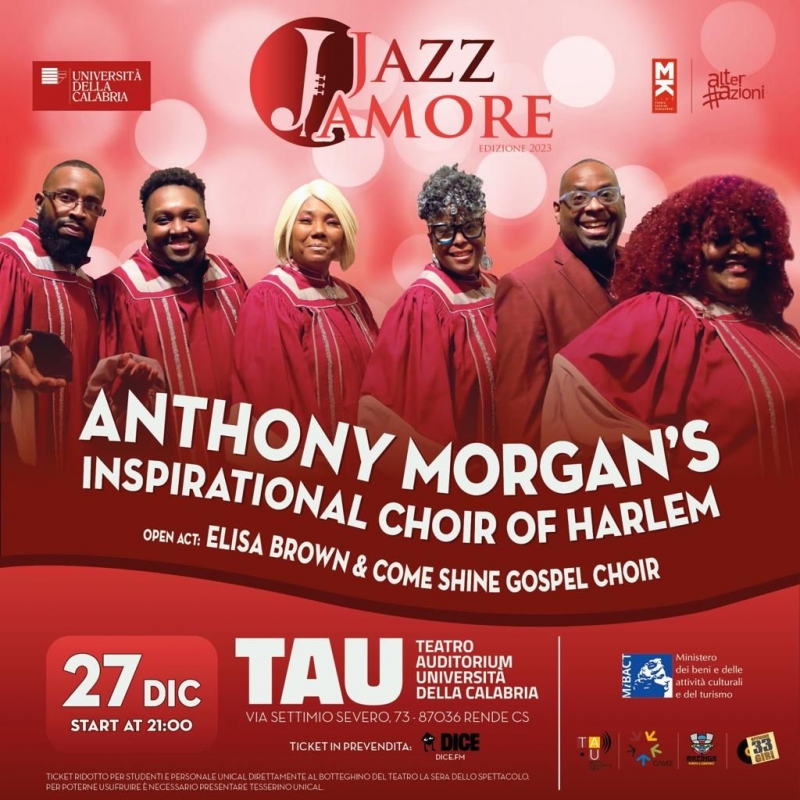 JazzAmore: venerdì al TAU arriva l’extraterrestre Eugenio Finardi. Il 27 si chiude con l’Anthony Morgan&#039;s Inspirational Choir of Harlem