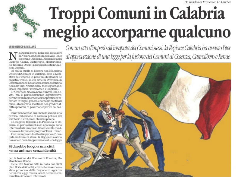 “Altri Comuni in Calabria si accorpano in autonomia”   di DOMENICO GIMIGLIANO*