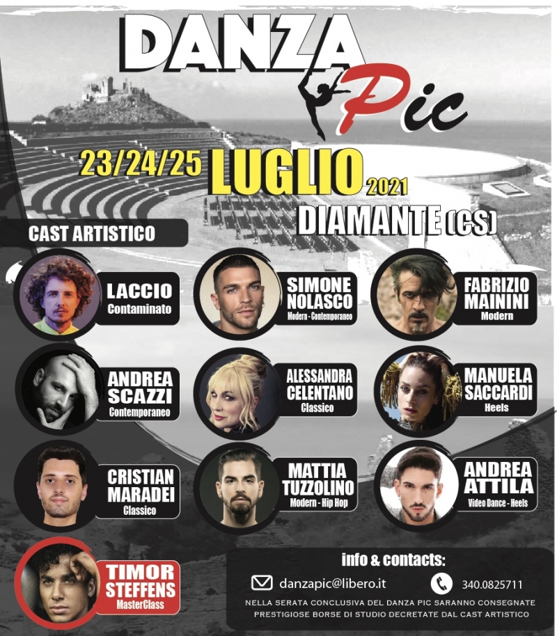 Dal 23 al 25 luglio a Diamante (BANDIERA BLU 2021) andrà in scena il DANZA PIC il festival/congresso della Danza